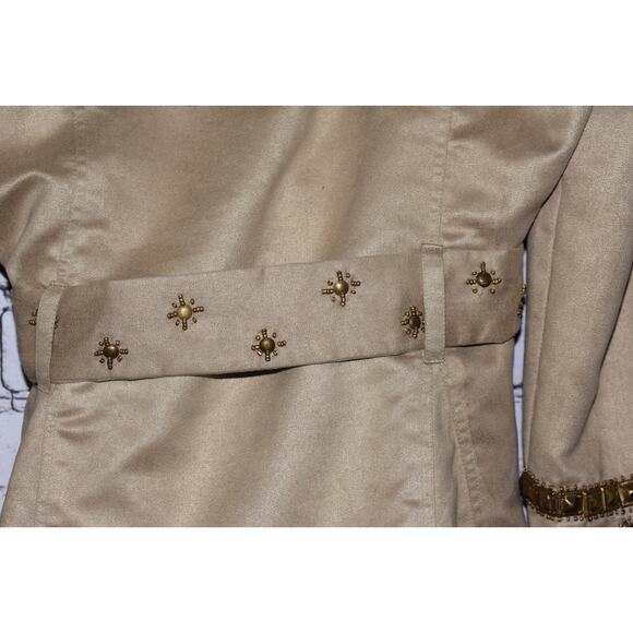 VINTAGE COLLECTION Designer Studded Cape Belted Faux Suede Jacket Size Large - Picture 6 of 15